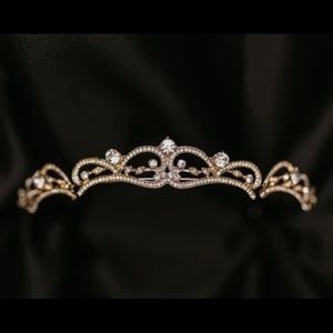 Gold Crystal Faux Diamond Tiara Crown - Wedding Quinceañera Prom
